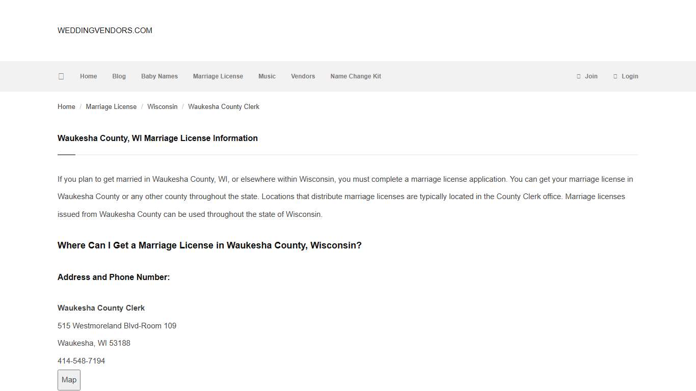 Waukesha County, WI Marriage License Information